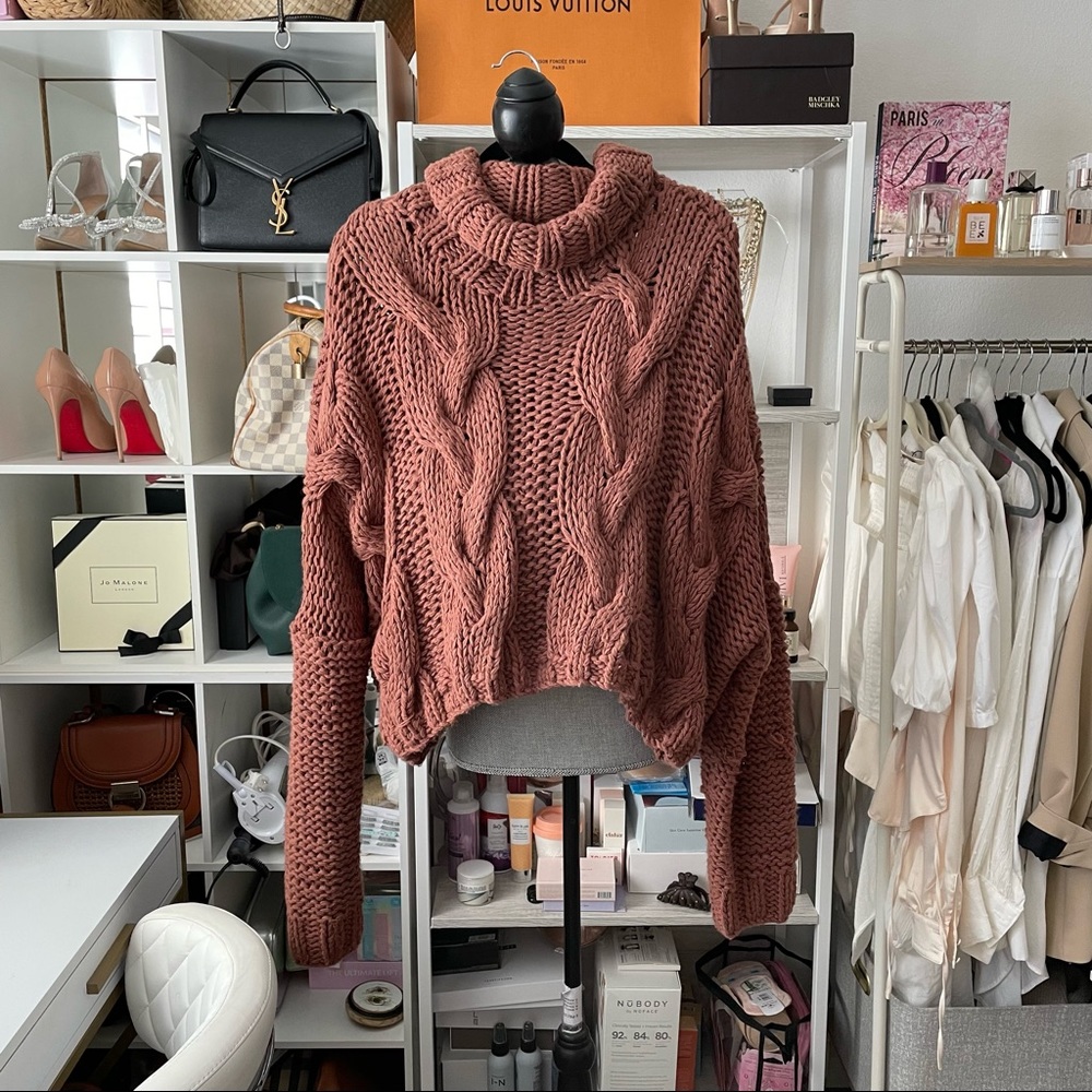 VICI DOLLS chunky cable knit turtleneck sweater